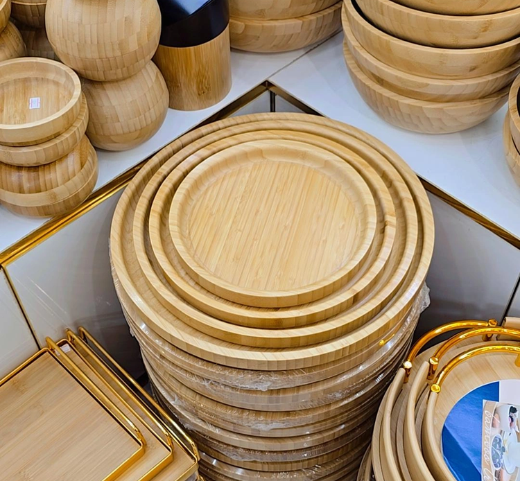 سینی چوبی بامبو گرد ضخیم وارداتی (سایزبندی مختلف)